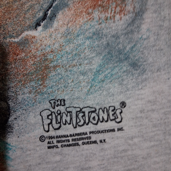 Vintage Gray Flintstones Graphic T-Shirt Double Sided Graphic T Shirt - Picture 5 of 8